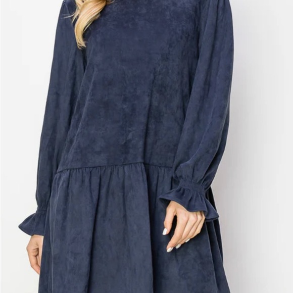 NWT Joh Apparel Size Small Faux Suede Navy Alize Tunic Dress - Picture 4 of 13
